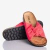 Neon pink slippers with a bow Sunshine - Footwear
