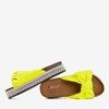 Neon yellow women's slippers with a Kordesa bow - Footwear