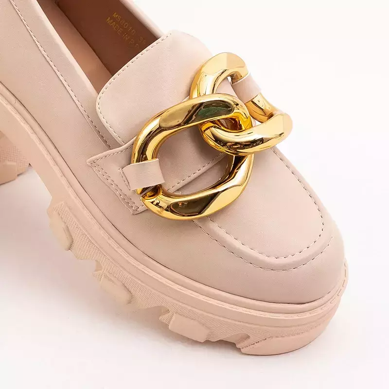 OUTLET Beige half shoes with gold ornament Lygia - Footwear