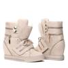 OUTLET Beige sneakers with a wedge heel with sliders Eric-Shoes
