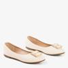 OUTLET Beige women's ballerinas with an ornament on the toe Rionach - Shoes