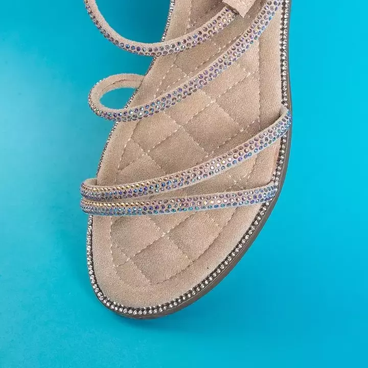 OUTLET Beige women's sandals with cubic zirconias Swirelli - Footwear