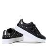 OUTLET Black Sneakers with Studs and Cubic Zirconia Caterine - Footwear