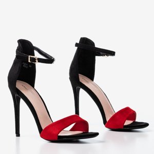 OUTLET Black and red women's sandals on a high heel Gold Rush - Footwear