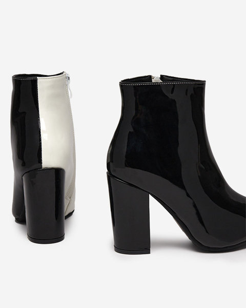 OUTLET Black and white patent ankle boots on the Cruell-Footwear post