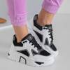 OUTLET Black and white women's sneakers with glitter Happier - Footwear
