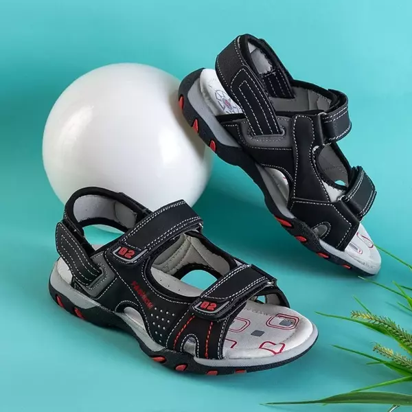 OUTLET Black boys' sandals with Velcro Mediu - Footwear