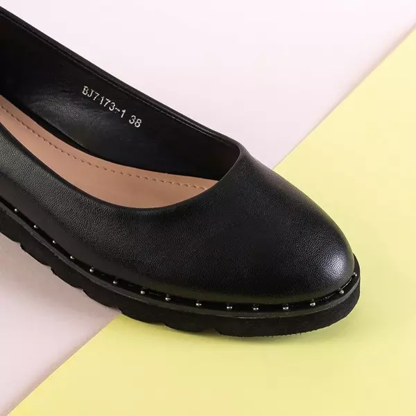 OUTLET Black eco-leather women's ballerinas Nisa - Shoes