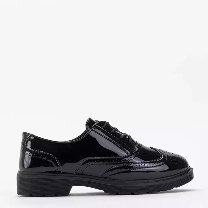 OUTLET Black lacquered oxford shoes for women Jogya- Footwear