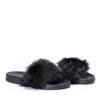 OUTLET Black slippers with fur Millie- Footwear