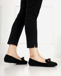OUTLET Black women's ballerinas with a Tetina bow - Footwear