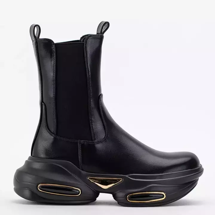 OUTLET Black women's high boots with gold elements Gone - Footwear