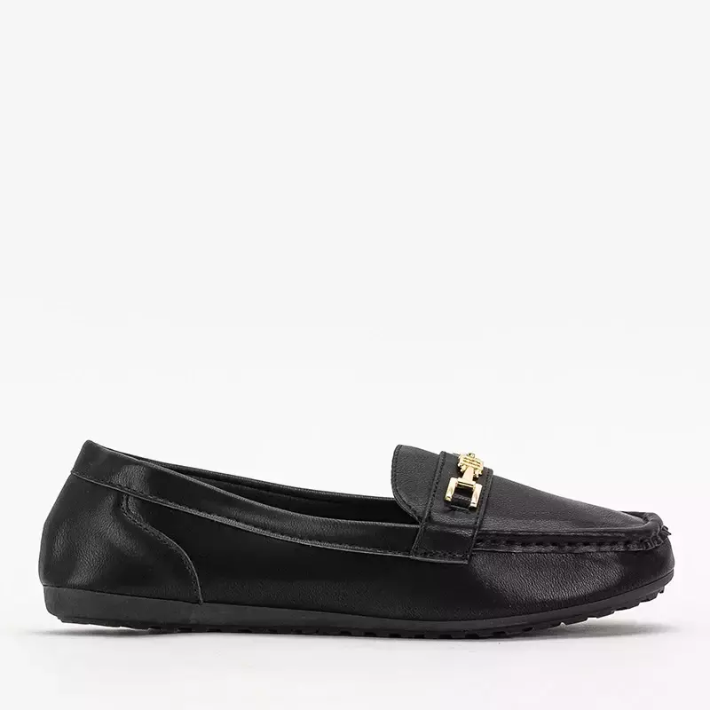OUTLET Black women's moccasins with embellishment on the nose Okeri - Footwear