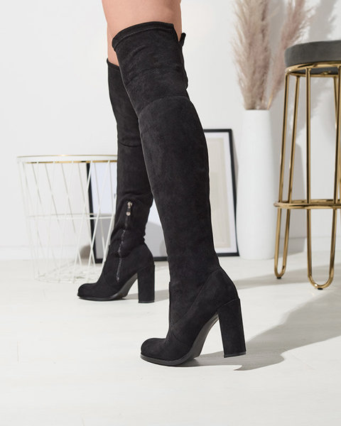 OUTLET Black women's over-the-knee boots Qavoti - Footwear