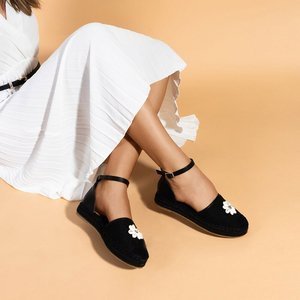 OUTLET Black women's sandals a'la espadrilles on the Maybel platform - Footwear