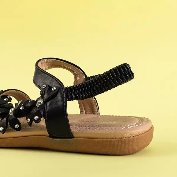 OUTLET Black women's sandals with flowers Aflori - Footwear