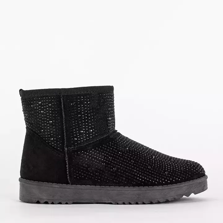 OUTLET Black women's snow boots with cubic zirconia Rudis - Footwear