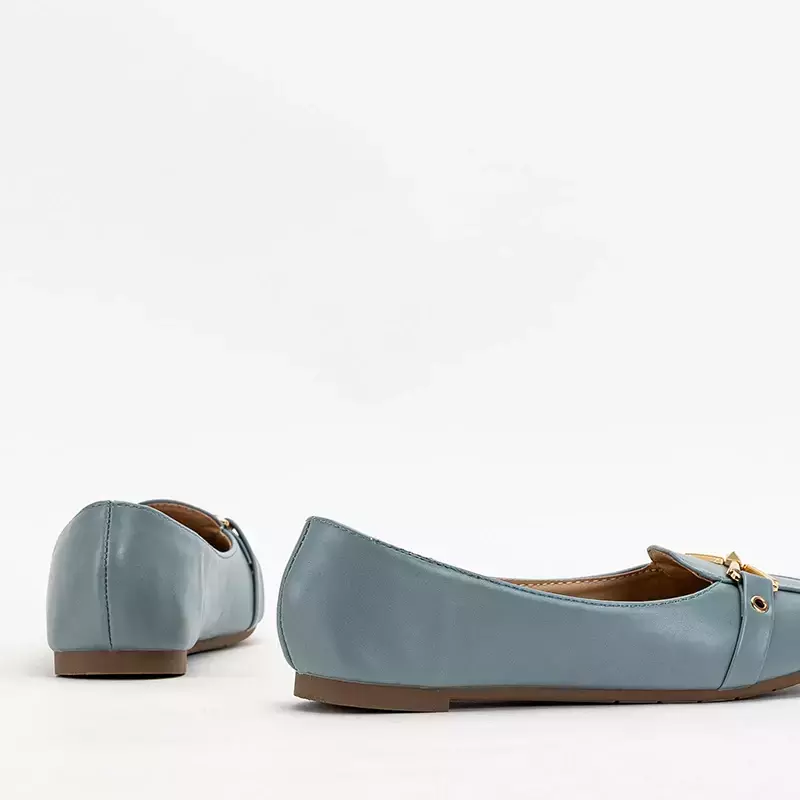 OUTLET Blue women's ballerinas with decoration on the nose Boner - Footwear