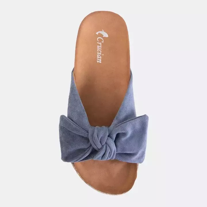 OUTLET Blue women's flip-flops with bow Martyn - Footwear