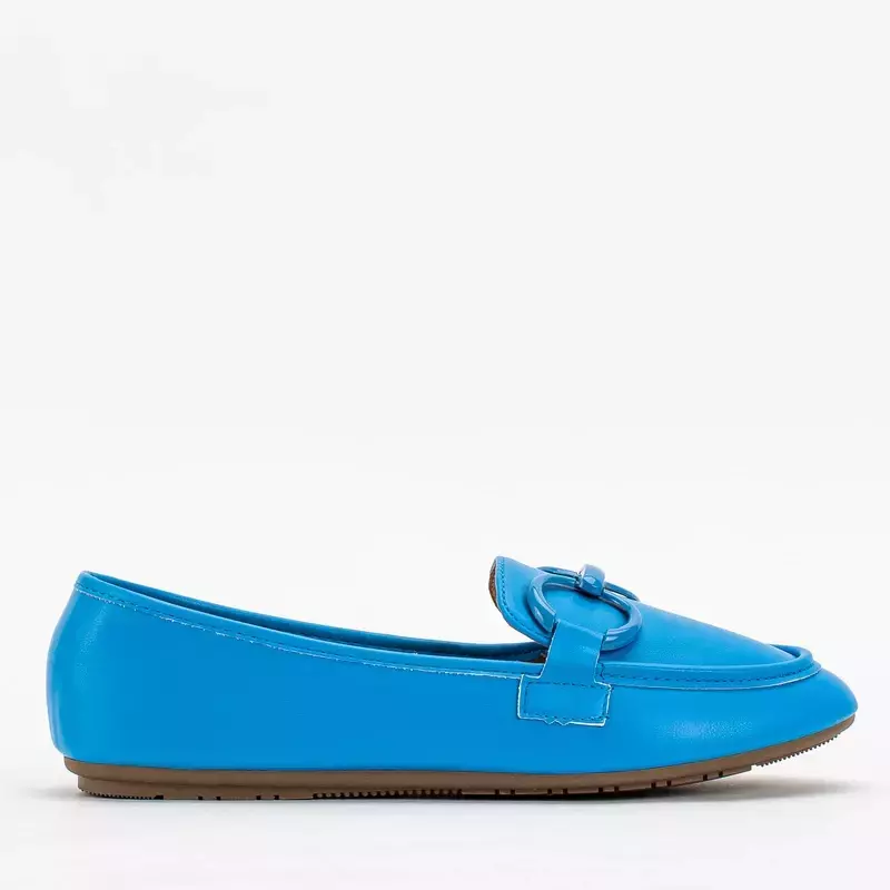 OUTLET Blue women's moccasins with ornament Kanosi - Footwear