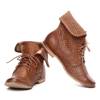 OUTLET Brown boots with an openwork upper - Shoes