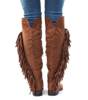 OUTLET Brown boots with fringes - Footwear