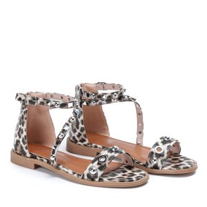 OUTLET Brown sandals with Lore studs - shoes