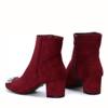 OUTLET Burgundy boots with a decorative toe on a low post Hayley - Footwear