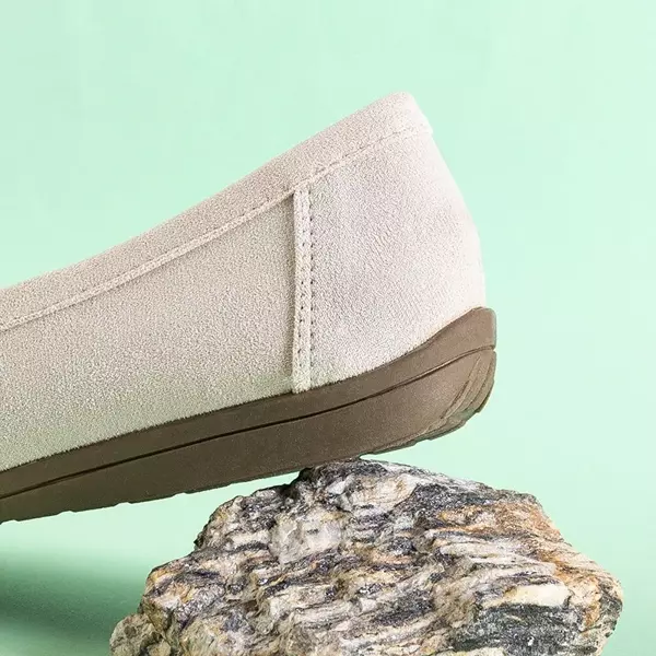 OUTLET Eco-suede women's beige moccasins Monika - Shoes