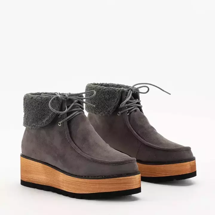 OUTLET Gray Wedesi women's platform ankle boots - Footwear