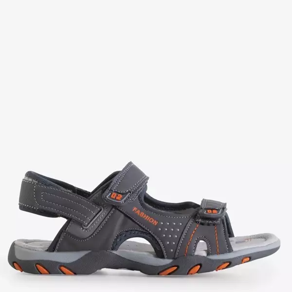 OUTLET Gray boys' sandals with Velcro Mediu - Footwear