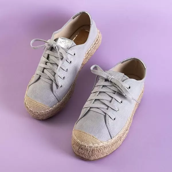 OUTLET Gray women's sneakers a'la espadrilles on the Woilla platform - Shoes