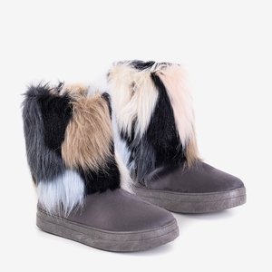 OUTLET Gray women's snow boots with fur Marell - Footwear