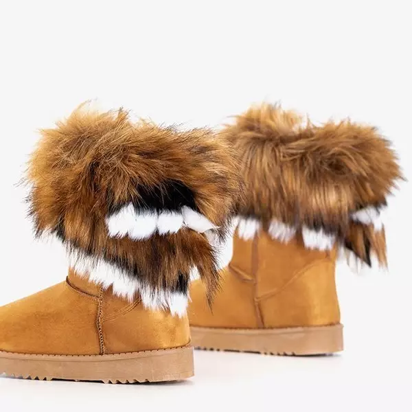 OUTLET Light brown platform snow boots with fur Hellasi - Footwear