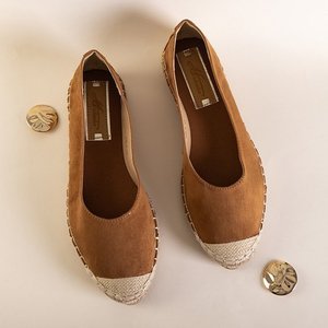 OUTLET Light brown women's eco-suede espadrilles Silina - Shoes