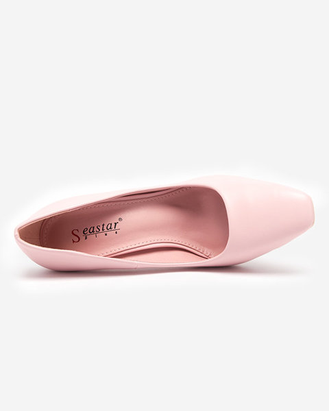 OUTLET Light pink women's pumps with a square toe Vaseka - Footwear