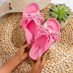 OUTLET Neon pink women's Amassa fringed slippers - Shoes