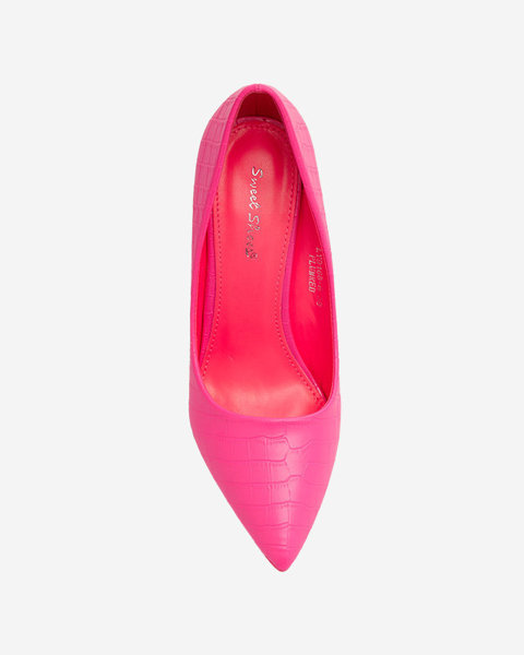 OUTLET Neon pink women's stiletto pumps with embossing Asota - Footwear