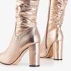 OUTLET Pink and gold women's boots on a post made of eco-leather Lunabell - Shoes