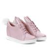 OUTLET Pink sneakers with a white sole on a wedge heel with ears and a pompom Carry - Shoes