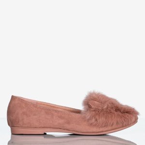 OUTLET Pink women's ballerinas with fur and ears Darya - Shoes
