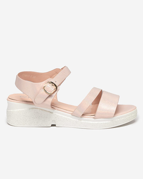 OUTLET Pink women's sandals with holographic Angesi effect - Footwear