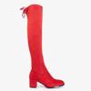 OUTLET Red women's boots over the knee Elvina- Shoes