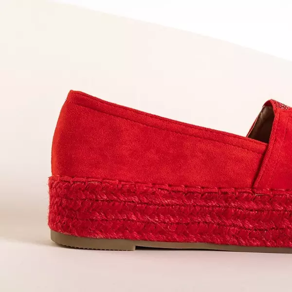 OUTLET Red women's espadrilles on the platform with cubic zirconia Asira - Shoes