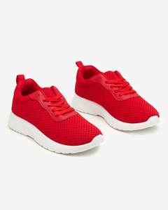 OUTLET Red women's lace-up sports shoes Opolina - Footwear