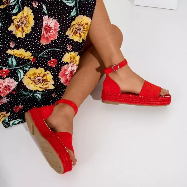 OUTLET Red women's platform sandals Sitra - Footwear