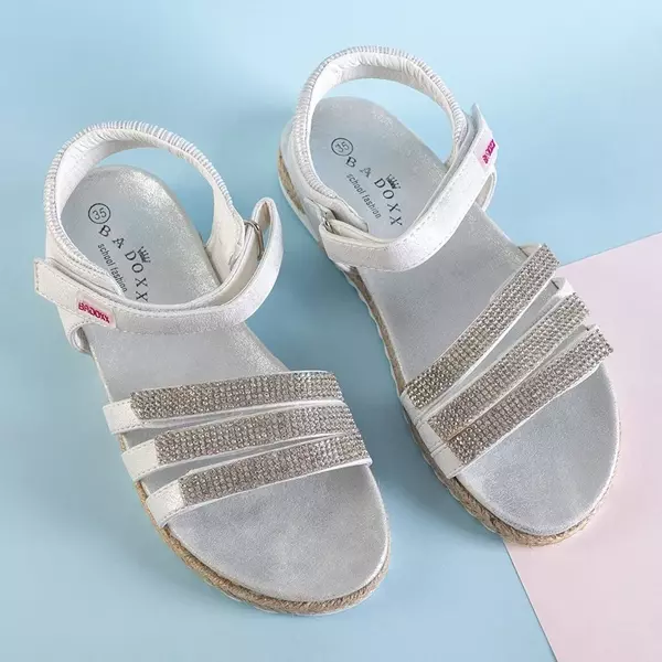 OUTLET Silver children's sandals with cubic zirconias Ilumus - Footwear