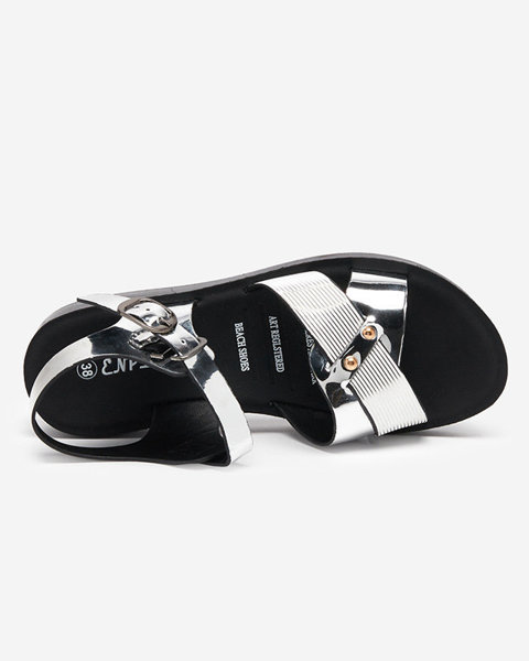 OUTLET Silver lacquered women's sandals Pulqo - Footwear