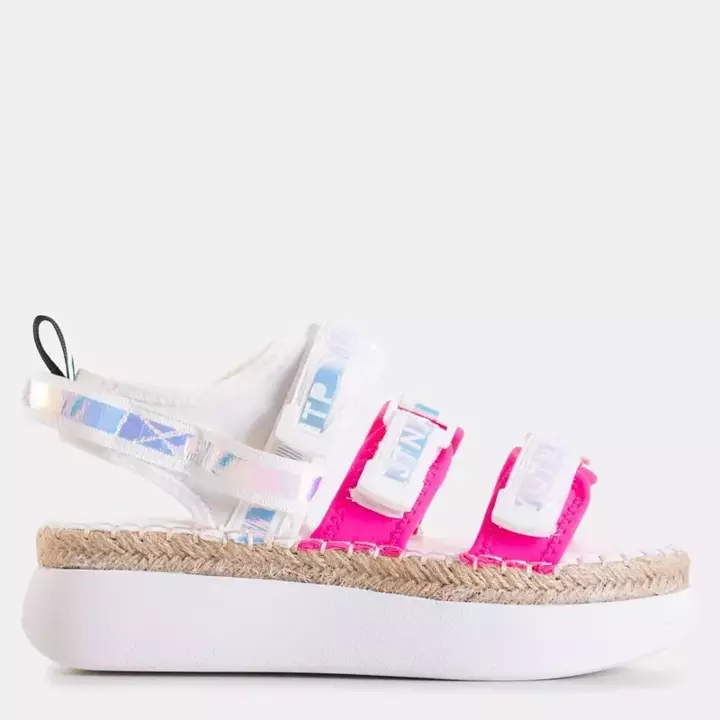 OUTLET White and pink women's platform sandals Justyn - Footwear