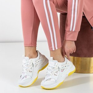 OUTLET White and yellow trainers with holographic inserts Etana - Footwear